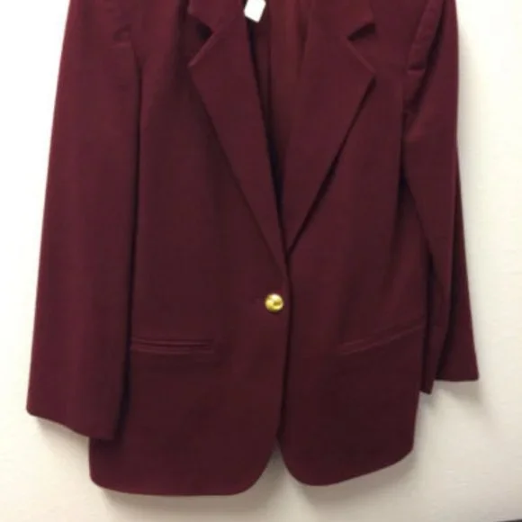Wool Blazer Jacket Dark Red M 10 - Picture 2 of 3